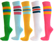 3color knee high striped softball sports socks