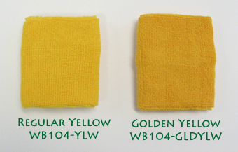 compare regular yellow and golden yellow athletic sweat wrist bands