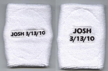 custom wrist sweatband with text in 1 or 2 lines