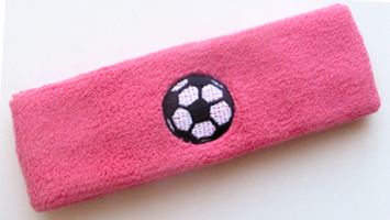 soccer headband pink soccer logo embroidery