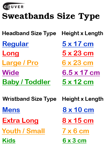 Couver's headbands wristbands size types