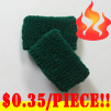 cheap dark green terry wristband kids size 35 cents piece