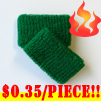cheap green terry wristband kids size 35 cents piece