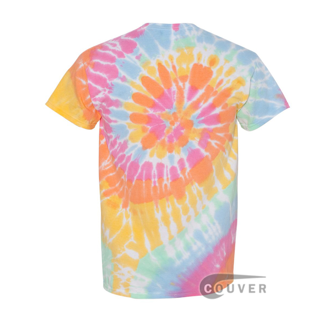 Tie-Dyed Spiral Multi-color Tie-Dyed Short Sleeve T-Shirt - Aerial - back view
