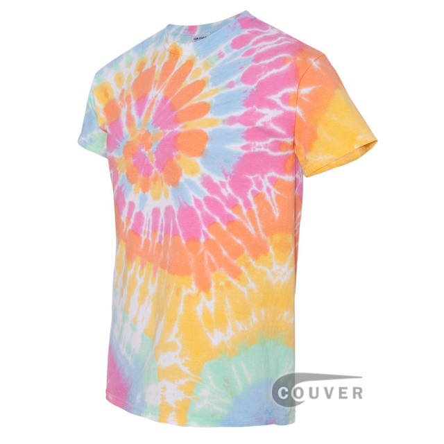 Tie-Dyed Spiral Multi-color Tie-Dyed Short Sleeve T-Shirt - Aerial - side view