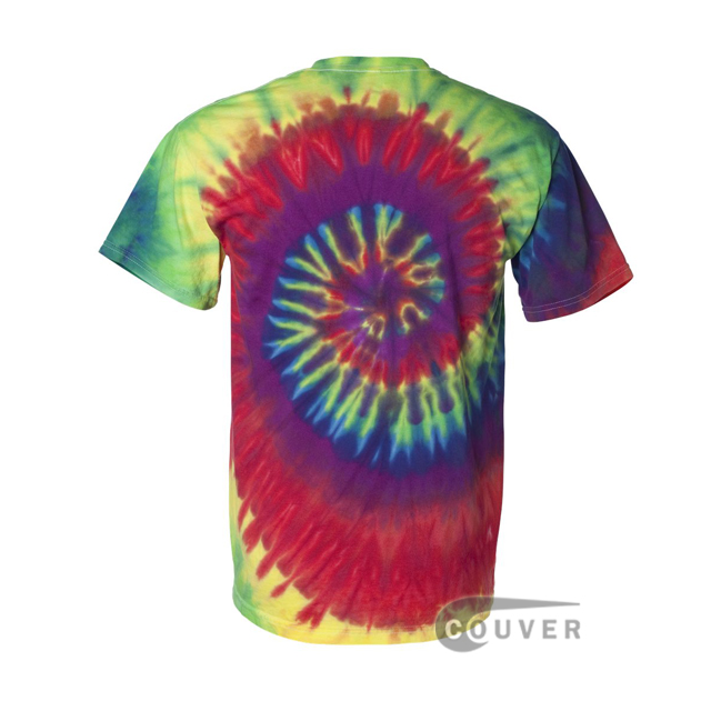 Tie-Dyed Spiral Multi-color Tie-Dyed Short Sleeve T-Shirt - Classic Rainbow - back view