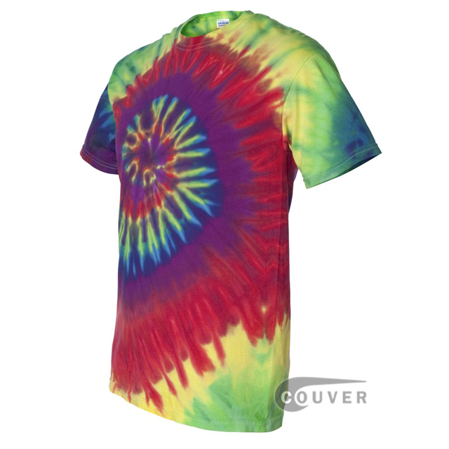 Tie-Dyed Spiral Multi-color Tie-Dyed Short Sleeve T-Shirt - Classic Rainbow - side view