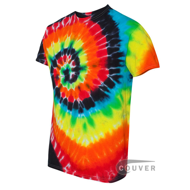 Tie-Dyed Spiral Multi-color Tie-Dyed Short Sleeve T-Shirt - Illusion - side view