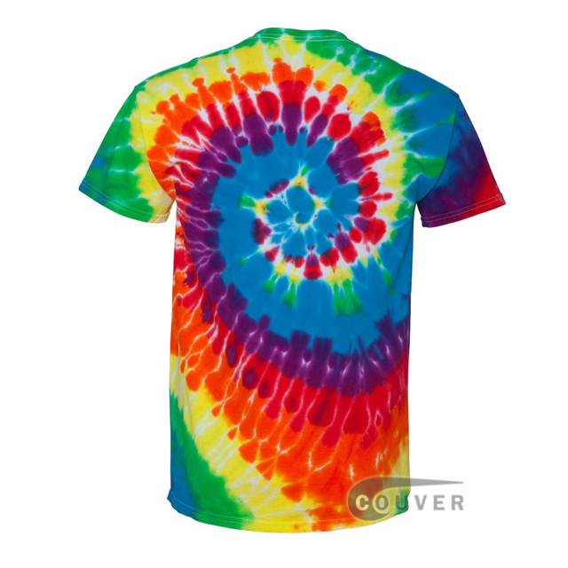 Tie-Dyed Spiral Multi-color Tie-Dyed Short Sleeve T-Shirt - Michelangelo Rainbow - back view