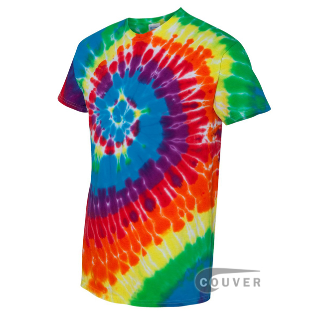 Tie-Dyed Spiral Multi-color Tie-Dyed Short Sleeve T-Shirt - Michelangelo Rainbow - side view