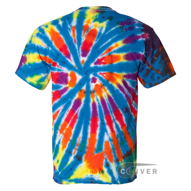 Tie-Dyed Rainbow Cut-Spiral Short Sleeve T-Shirt - back view