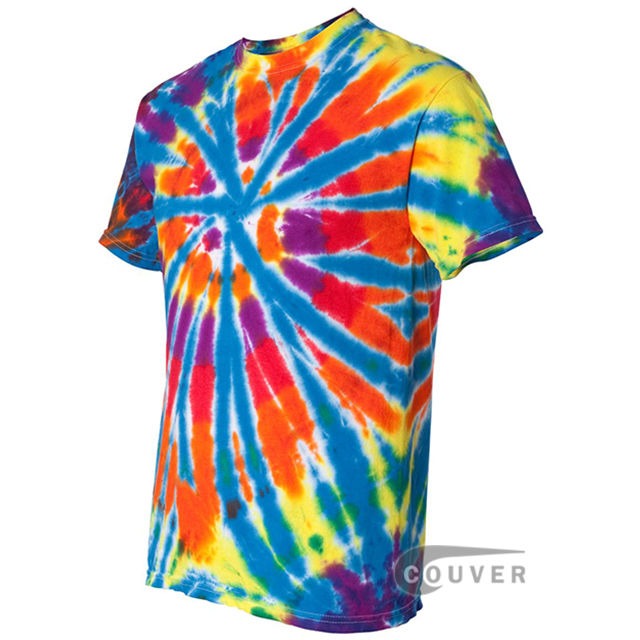 Tie-Dyed Rainbow Cut-Spiral Short Sleeve T-Shirt - side view