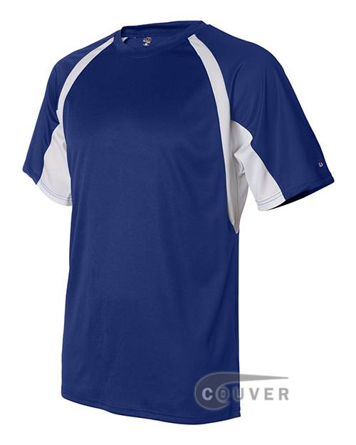 Badger Short-Sleeve 2-Tone Performance Tee - Blue / White - side view