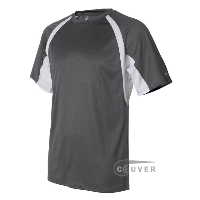Badger Short-Sleeve 2-Tone Performance Tee - Graphite / White - side view