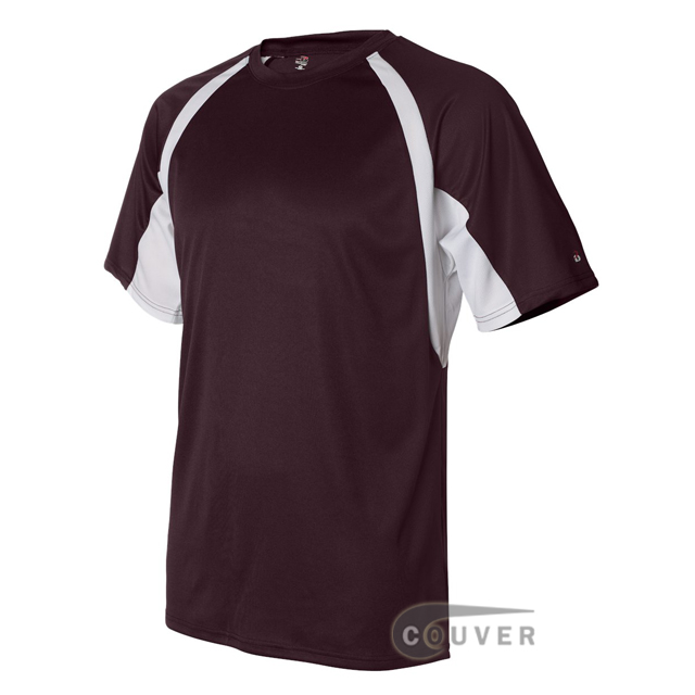 Badger Short-Sleeve 2-Tone Performance Tee - Maroon / White - side view