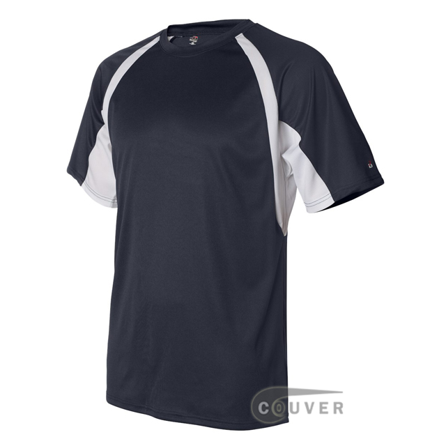 Badger Short-Sleeve 2-Tone Performance Tee - Navy / White - side view