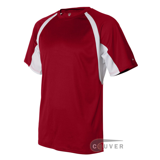Badger Short-Sleeve 2-Tone Performance Tee - Red / White - side view