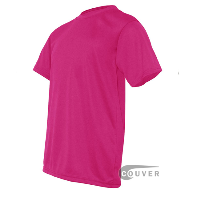 C2 Sport Hot Pink Youth Performance T-Short - side view
