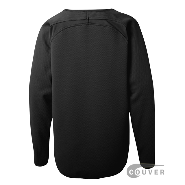 Rawlings Black Youth Long Sleeve Flatback Mesh Fleece Pullover - back view