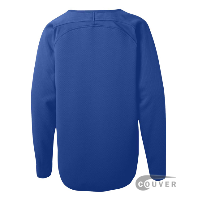 Rawlings Blue Youth Long Sleeve Flatback Mesh Fleece Pullover - back view