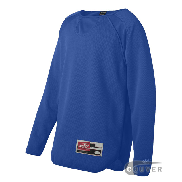 Rawlings Blue Youth Long Sleeve Flatback Mesh Fleece Pullover - side view