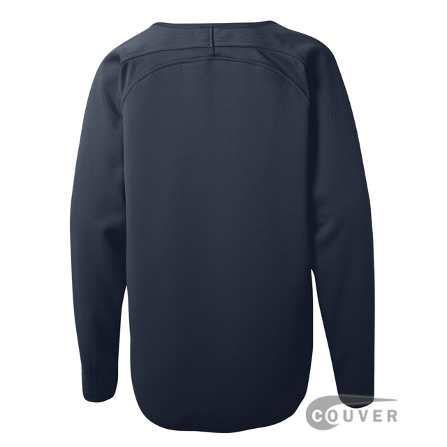 Rawlings Navy Youth Long Sleeve Flatback Mesh Fleece Pullover - back view