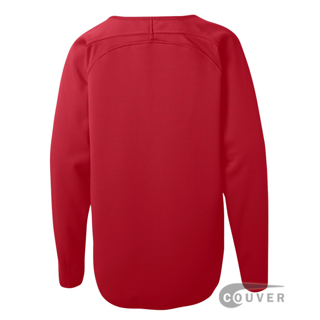 Rawlings Red Youth Long Sleeve Flatback Mesh Fleece Pullover - back view