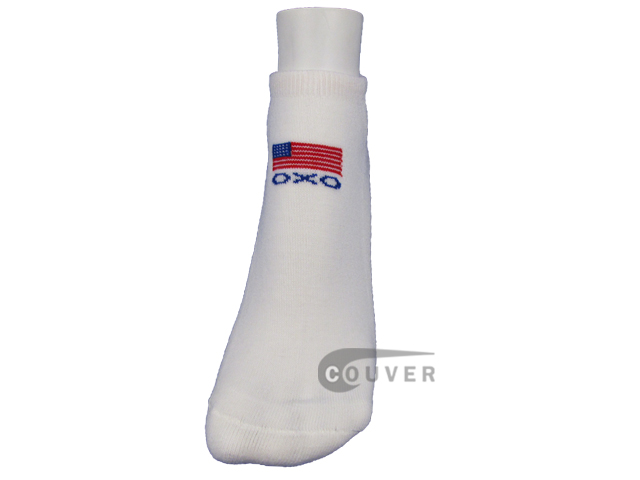 USA Flag on White Ankle Running/Athletic socks front view