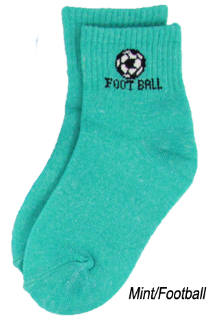 mint socks with football pattern