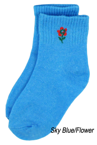 sky blue socks with flower pattern