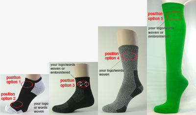 custom socks logo positions