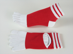 socks toe cotton red with white on ankle