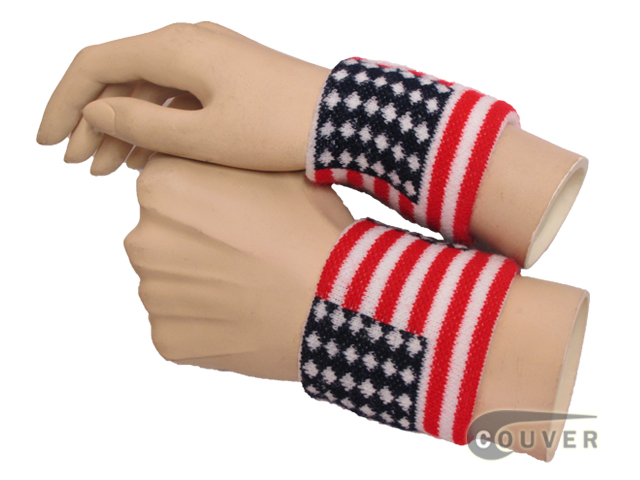 american flag wristbands wearing view