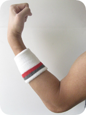 Quality stripe athletic sweat wristbands in white