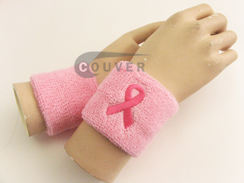 ribbon logo pink wrist sweatbands wholesale COUVER