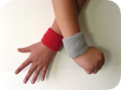 youth red and grey wrist band 