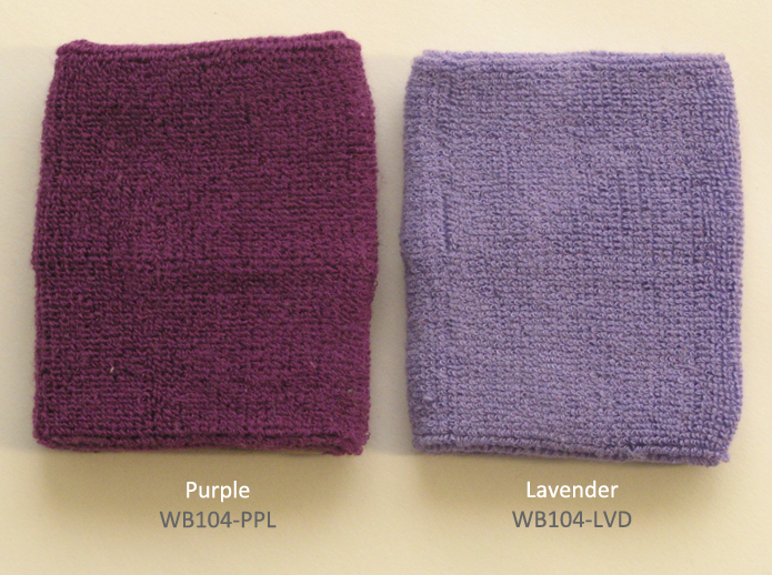 Compare purple and lavender sweat wristbands