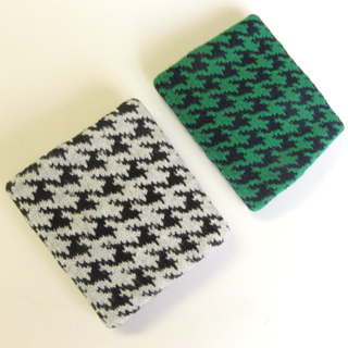 houndstooth check gray black green wristbands picture