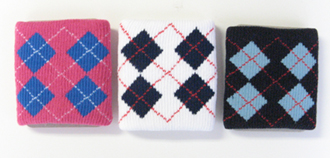 Argyle Hot Pink Navy wrist bands picture