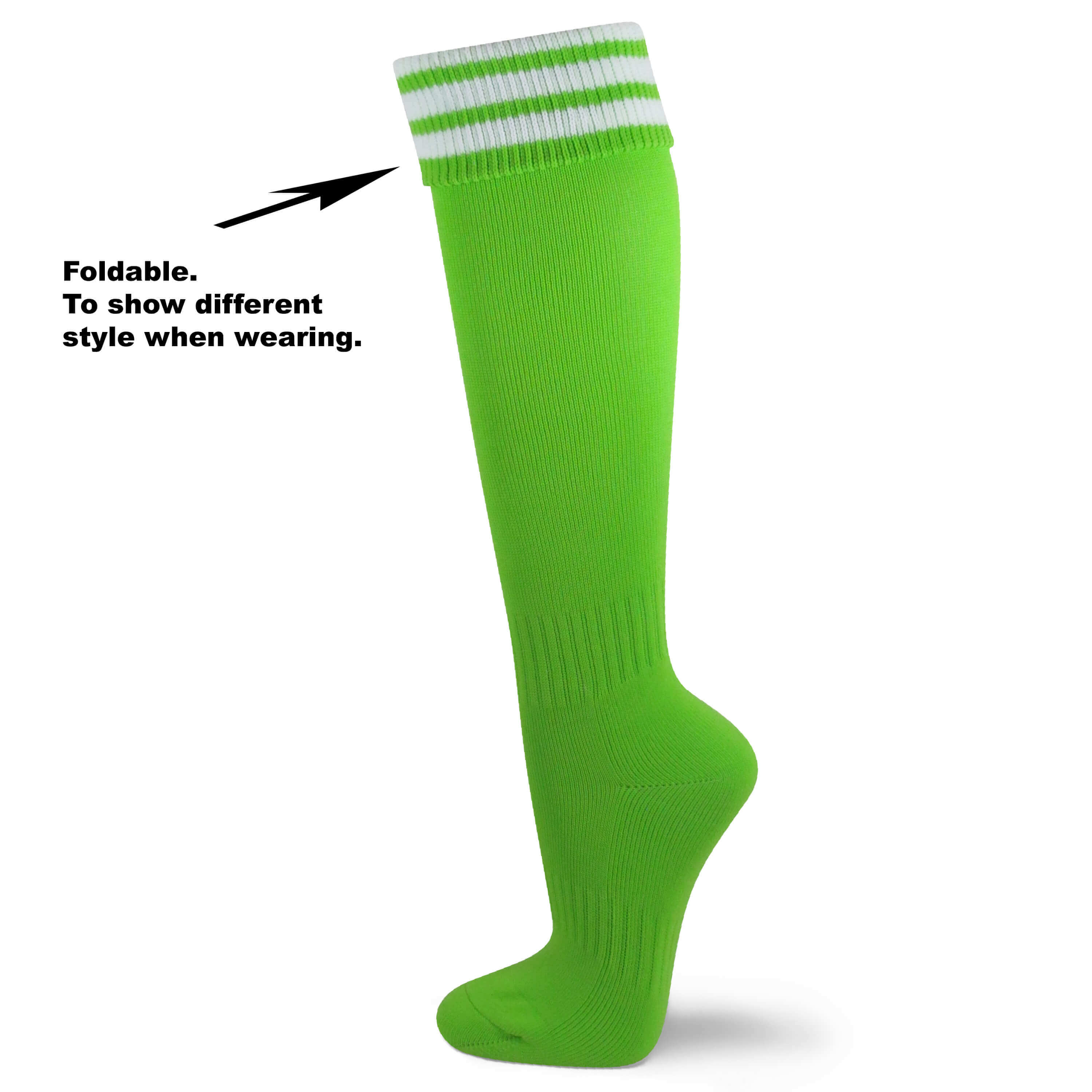 Couver Unisex Knee High Triple Stripes Youth Nylon Soccer Knee Socks