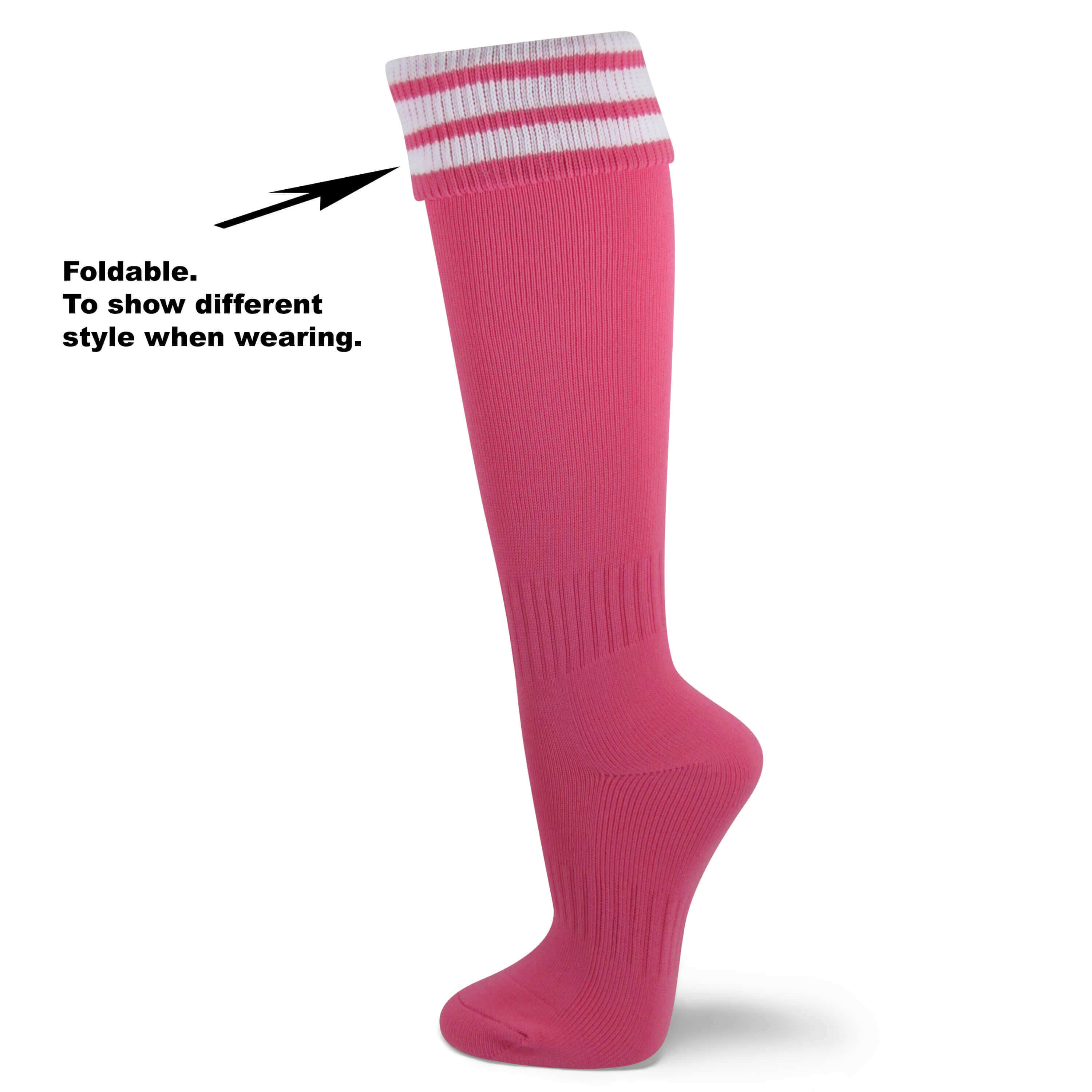 Couver Unisex Knee High Triple Stripes Youth Nylon Soccer Knee Socks