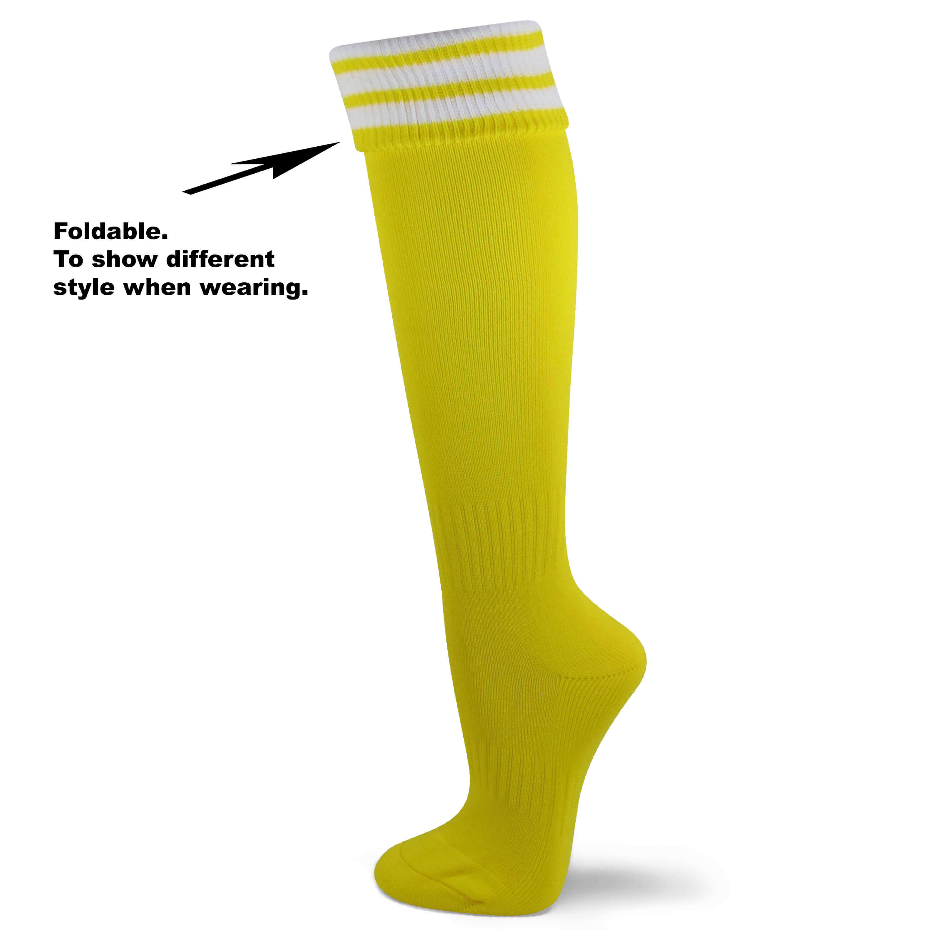 Couver Unisex Knee High Triple Stripes Youth Nylon Soccer Knee Socks